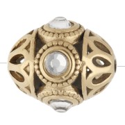 Perla etnica 11x13 mm con strass - Acciaio inossidabile 316 Dorato - Cristallo x 1