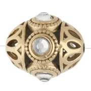 Perla etnica 11x13 mm con strass - Acciaio inossidabile 316 Dorato - Cristallo x 1