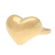 Anello a forma di cuore bombato - Misura 51 - Acciaio inossidabile 304 Dorato x1