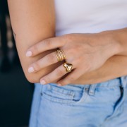 Anello a forma di cuore bombato - Misura 56 - Acciaio inossidabile 304 Dorato x1