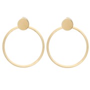 Orecchini rotondi con cerchio scavato 41x35 mm - Acciaio inossidabile 304 Dorato x2