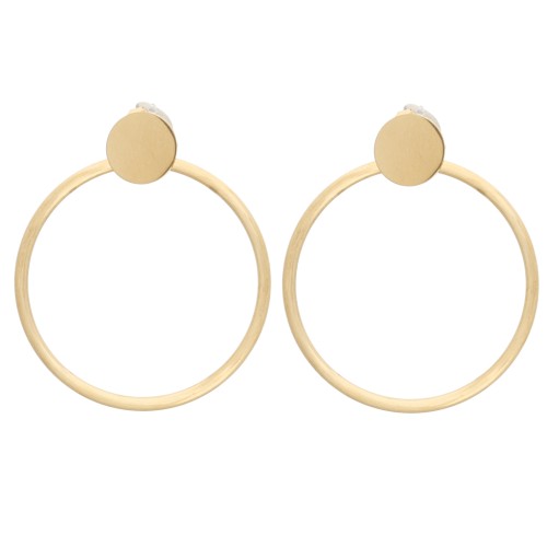 Orecchini rotondi con cerchio scavato 41x35 mm - Acciaio inossidabile 304 Dorato x2
