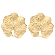 Orecchini a clip a forma di foglia lavorata 23x26 mm - Acciaio inossidabile 304 e 316 Dorato x2