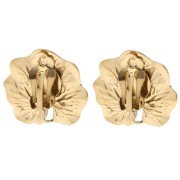 Orecchini a clip a forma di foglia lavorata 23x26 mm - Acciaio inossidabile 304 e 316 Dorato x2