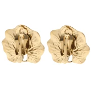 Orecchini a clip a forma di foglia lavorata 23x26 mm - Acciaio inossidabile 304 e 316 Dorato x2
