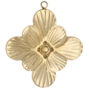 Pendente a forma di fiore con ossido di zirconio 24x26,5 mm - Acciaio inossidabile 304 Dorato x1