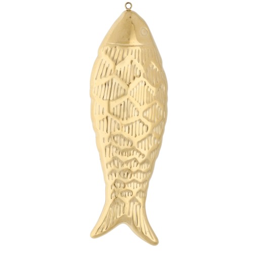 Pendente grande a forma di pesce 77x26 mm - Acciaio inossidabile 304 Dorato x1