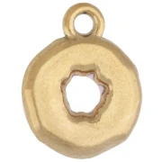 Ciondolo a forma di ciambella 12x15,5 mm - Resina epossidica - Acciaio inossidabile 304 Dorato - Rosa x1