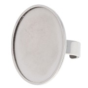 Anello regolabile per cabochon a fondo piatto 25x18 mm - Acciaio inossidabile 304L x1|raw }}