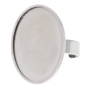 Anello regolabile per cabochon a fondo piatto 25x18 mm - Acciaio inossidabile 304L x1