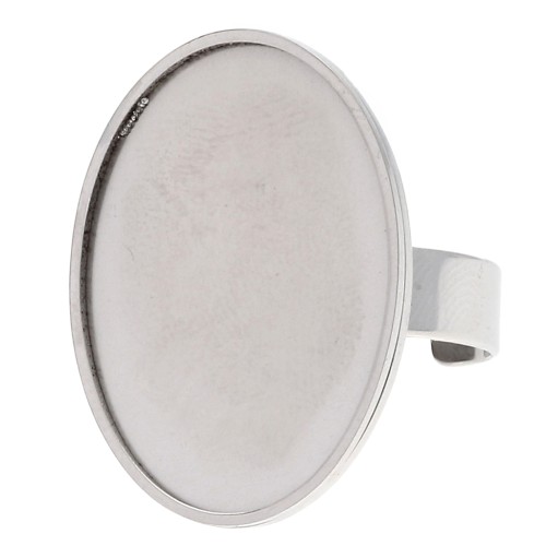 Anello regolabile per cabochon a fondo piatto 25x18 mm - Acciaio inossidabile 304L x1