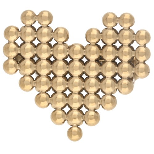 Spilla a forma di cuore con palline, 18x20 mm - Acciaio inossidabile 304 Dorato x1
