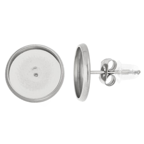 Orecchini perno per cabochon piatto da 10 mm - Acciaio inossidabile 303 x2