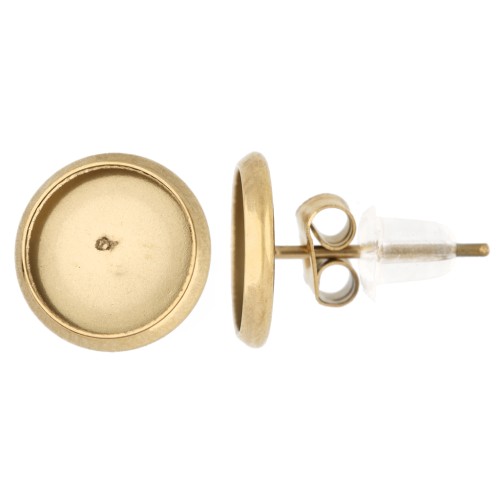 Orecchini perno per cabochon piatto da 8 mm - Acciaio inossidabile 303 Dorato x2