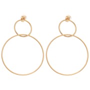 Orecchini a doppio cerchio 47x35 mm - Acciaio inossidabile 304 Dorato x2