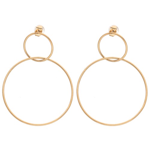Orecchini a doppio cerchio 47x35 mm - Acciaio inossidabile 304 Dorato x2