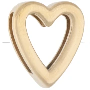 Farfalline a scorrimento a forma di cuore 15x13 mm con strass per laccio da 10 mm - Acciaio inossidabile 304 Dorato