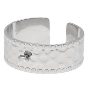 Anello largo martellato regolabile con chiusura a cerchio - Taglie da 53 a 60 - Acciaio inossidabile 304L x1