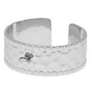 Anello largo martellato regolabile con chiusura a cerchio - Taglie da 53 a 60 - Acciaio inossidabile 304L x1