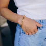 Bracciale a maglie marine da 8,2 mm - Acciaio inossidabile 304 Dorato x 17 cm