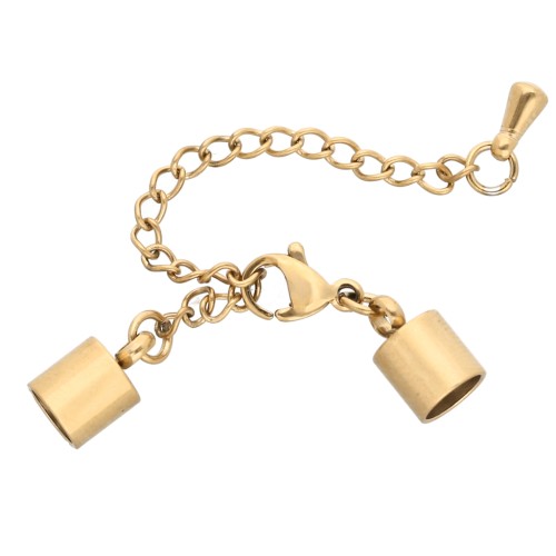Chiusura a moschettone da 9 mm + catenella per cordoncino da 5 mm in acciaio inossidabile 304 Dorato x1