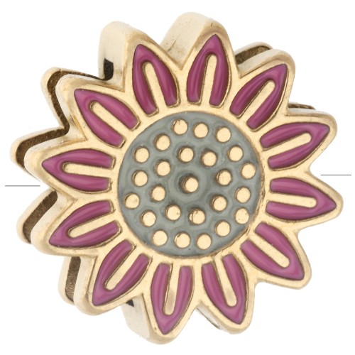 Farfalline a scorrimento a forma di fiore da 14 mm per laccio da 10 mm - Acciaio inossidabile 304 Dorato - Rosa