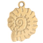 Ciondolo a forma di conchiglia e lumaca 11x8 mm - Acciaio inossidabile 316 Dorato x1