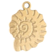 Ciondolo a forma di conchiglia e lumaca 11x8 mm - Acciaio inossidabile 316 Dorato x1