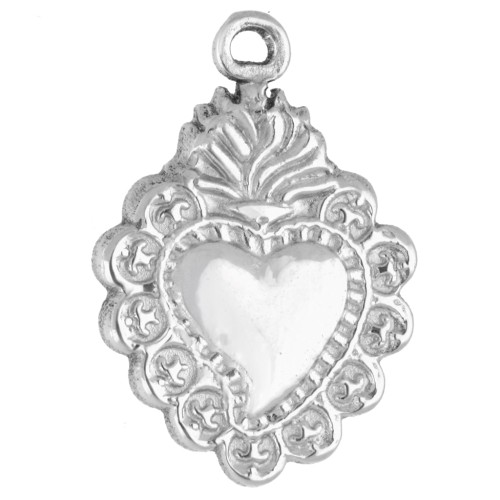 Ciondolo a forma di cuore Ex-voto 18x12,5 mm - Acciaio inossidabile 304 x1