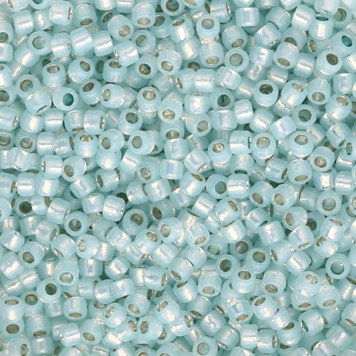 Rocaille Toho Takumi LH 11/0 TAK11R-PF2116 - PF Milky Light Aqua con bordatura argentata x8g