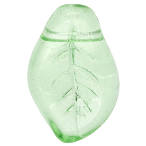 Perla a forma di foglia ondulate 15x10 mm in vetro - Peridoto x6