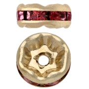 Rondelle con strass da 6 mm - Dorata - Rosa chiaro x4