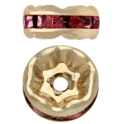 Rondelle con strass da 6 mm - Dorata - Rosa chiaro x4