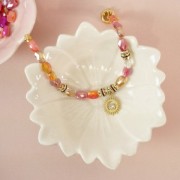 Rondelle con strass da 6 mm - Dorata - Rosa chiaro x4