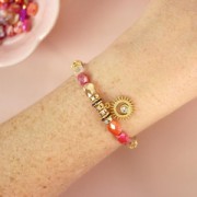 Rondelle con strass da 6 mm - Dorata - Rosa chiaro x4