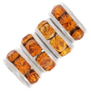 Rondelle con strass da 6 mm - Argento - Rosa chiaro x4
