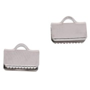 Puntali lisci da serrare da 10 mm - Argento x4