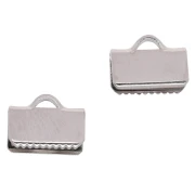Puntali lisci da serrare da 10 mm - Argento x4