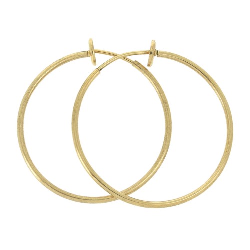 Orecchini a cerchio con chiusura a clip - Per orecchie non forate 36,5 mm - Dorati x2