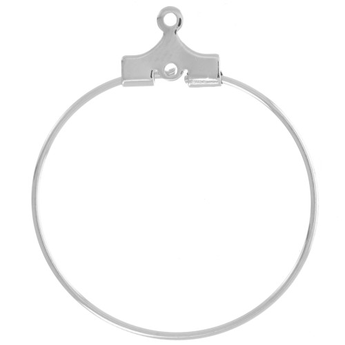Supporti per orecchini - Orecchini a cerchio da decorare 25 mm - 1 foro - Argento x2