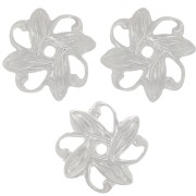Coppette a forma di fiore lavorate, 10 mm - Argento, 20 pezzi