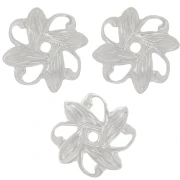 Coppette a forma di fiore lavorate, 10 mm - Argento, 20 pezzi