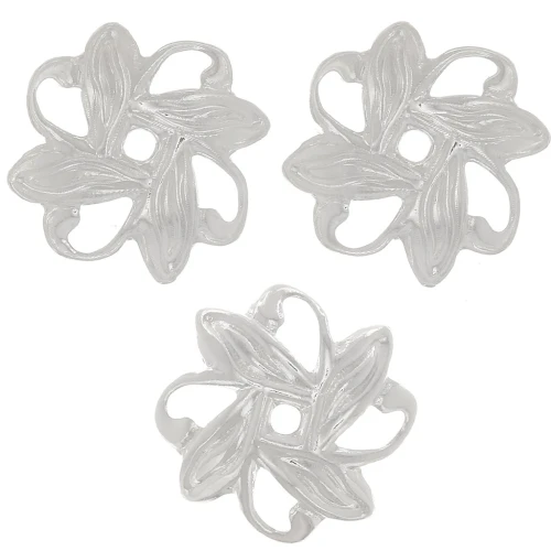 Coppette a forma di fiore lavorate, 10 mm - Argento x20