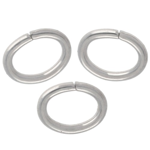 Anelli aperti ovali 5x4x0,7 mm - Argento x50
