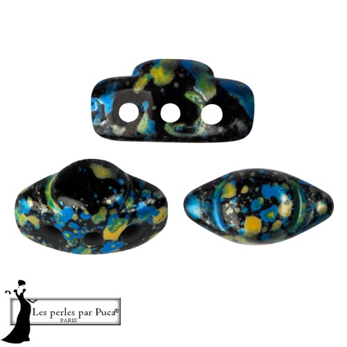 Perla in vetro Volos® di Puca® 4x8 mm - Enamel Blue Yellow x10 g