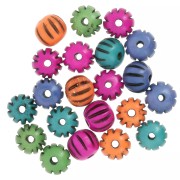Regalo - Perla rotonda appiattita 12x10 mm in osso inciso - Multicolore x39g