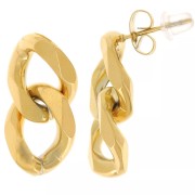 Regalo - Orecchini a maglia gourmette 22x11 mm in acciaio inossidabile 304L Dorato (2 paia)
