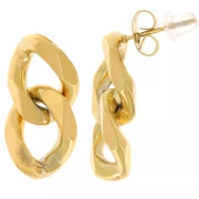 Regalo - Orecchini a maglia gourmette 22x11 mm in acciaio inossidabile 304L Dorato (2 paia)