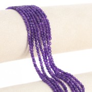Perla rotonda sfaccettata da 3,5 mm in pietra semipreziosa colorata - Giada viola x 37 cm