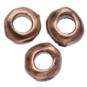 Perla a disco irregolare da 5 mm - foro largo - Rame invecchiato x5